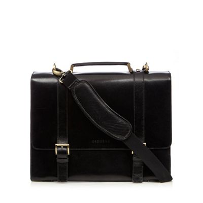Osborne Black leather single buckle briefcase